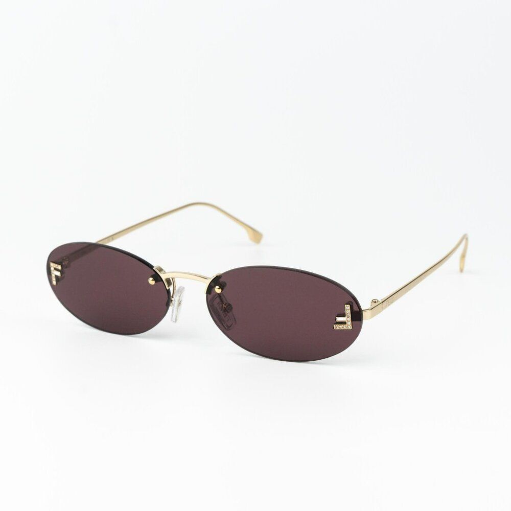 Fendi FIRST CRYSTAL Men Sunglasses Gold Violet Oval FE4075US 30Y AUTHENTIC